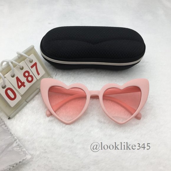 Pink Heart-shaped Retro Vintage Sunglasses - Picture 1 of 4